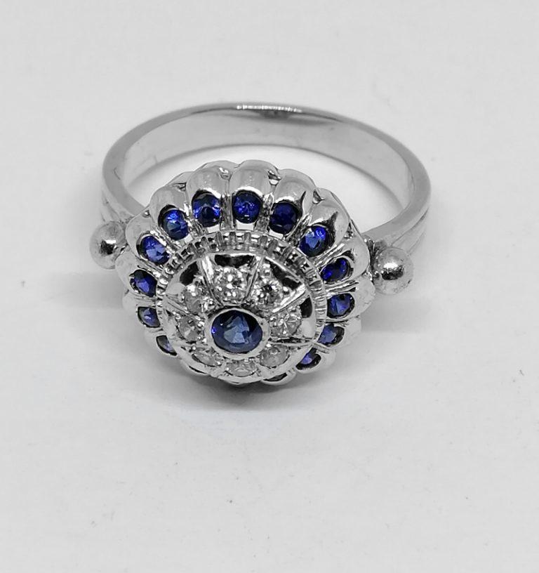 Bague Or Gris Diamants Et Saphirs Bijoux Anciens Schaffner